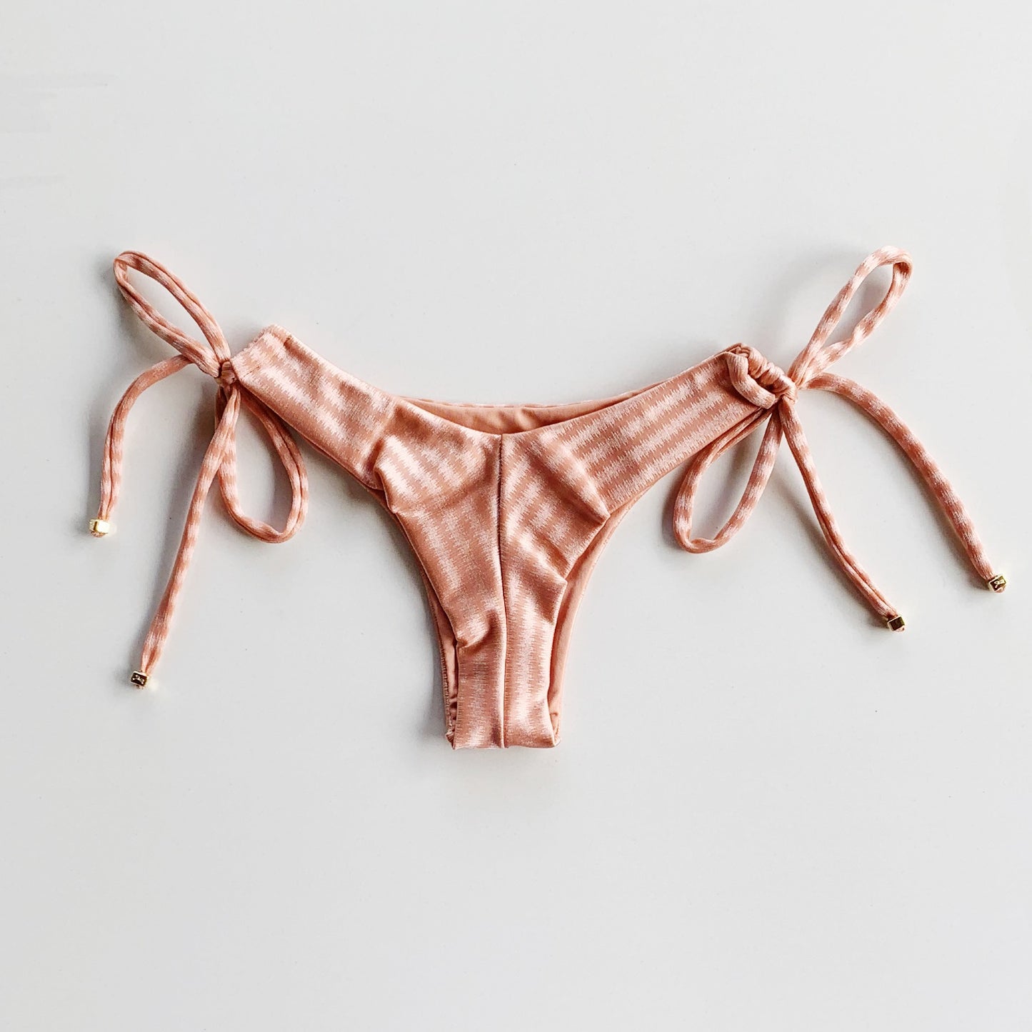 Rose Gold Striped Side Tie Bikini Bottom