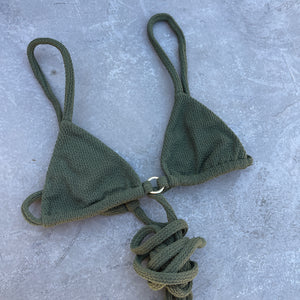 Evergreen Crinkled Triangle Bikini Top