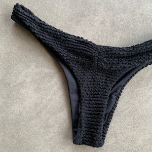 Onyx Black Textured Kiki Bikini Bottom