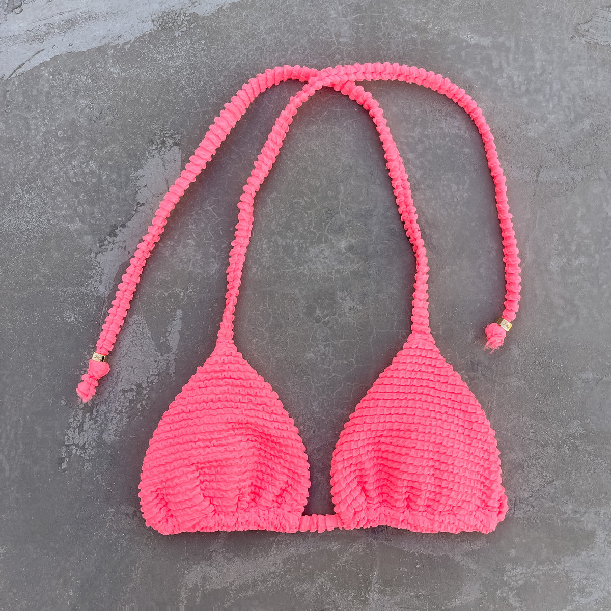 Neon Pink Flamingo Triangle Bikini Top