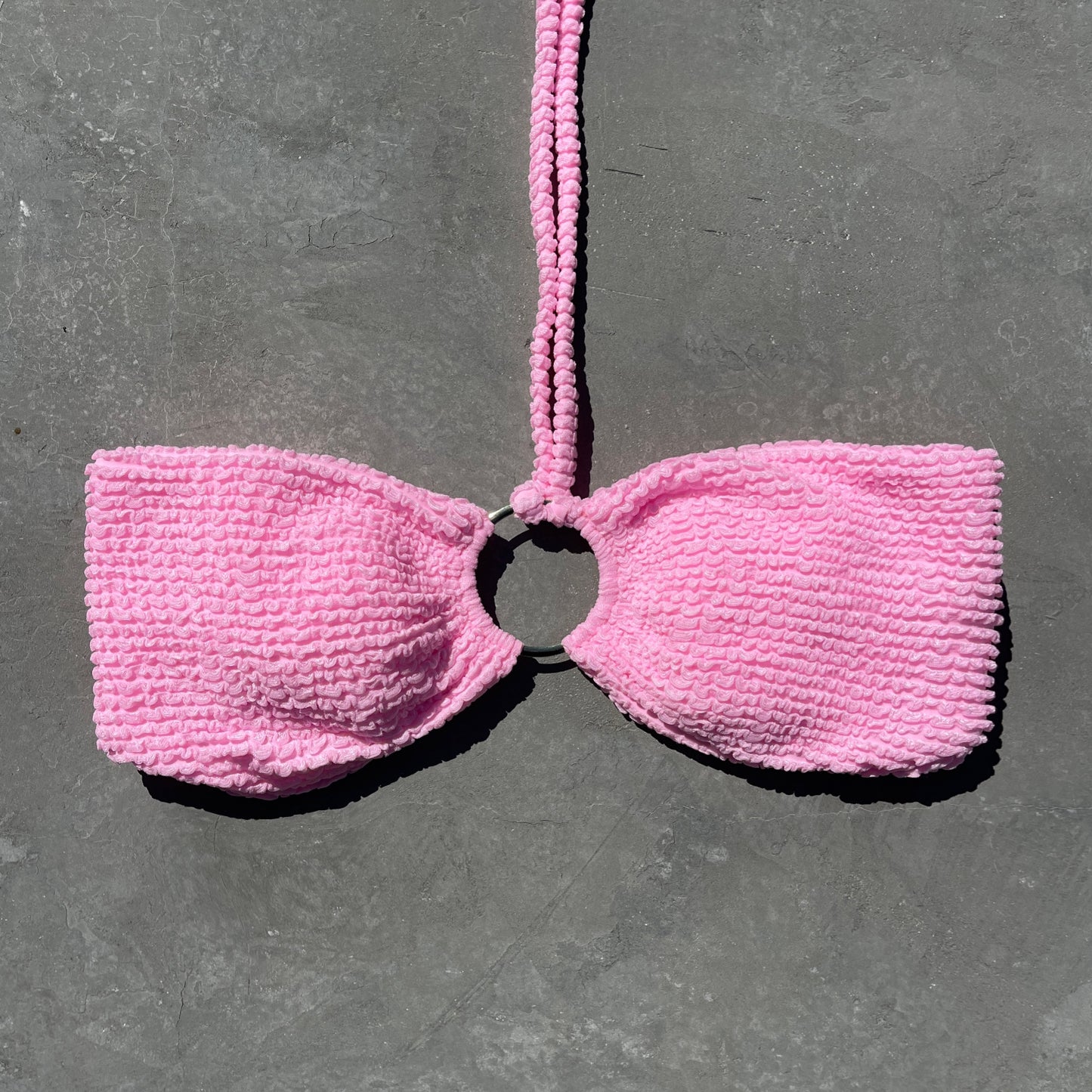 Pink Milk Shake Textured Strapless Bikini Top