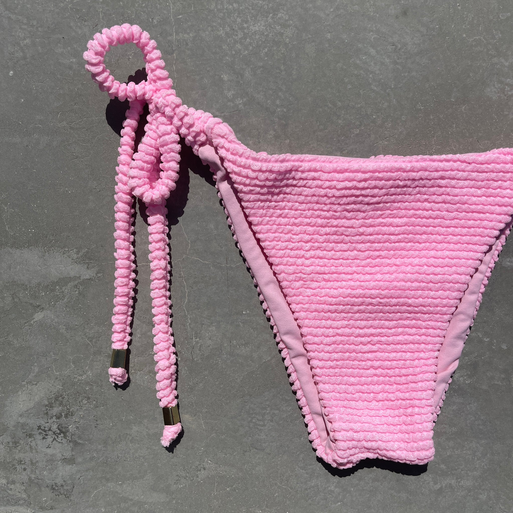 Pink Milk Shake Textured Side Tie Bikini Bottom Mybrazilianshop