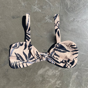 Bleached Leaves Retro Knotted Bikini Top