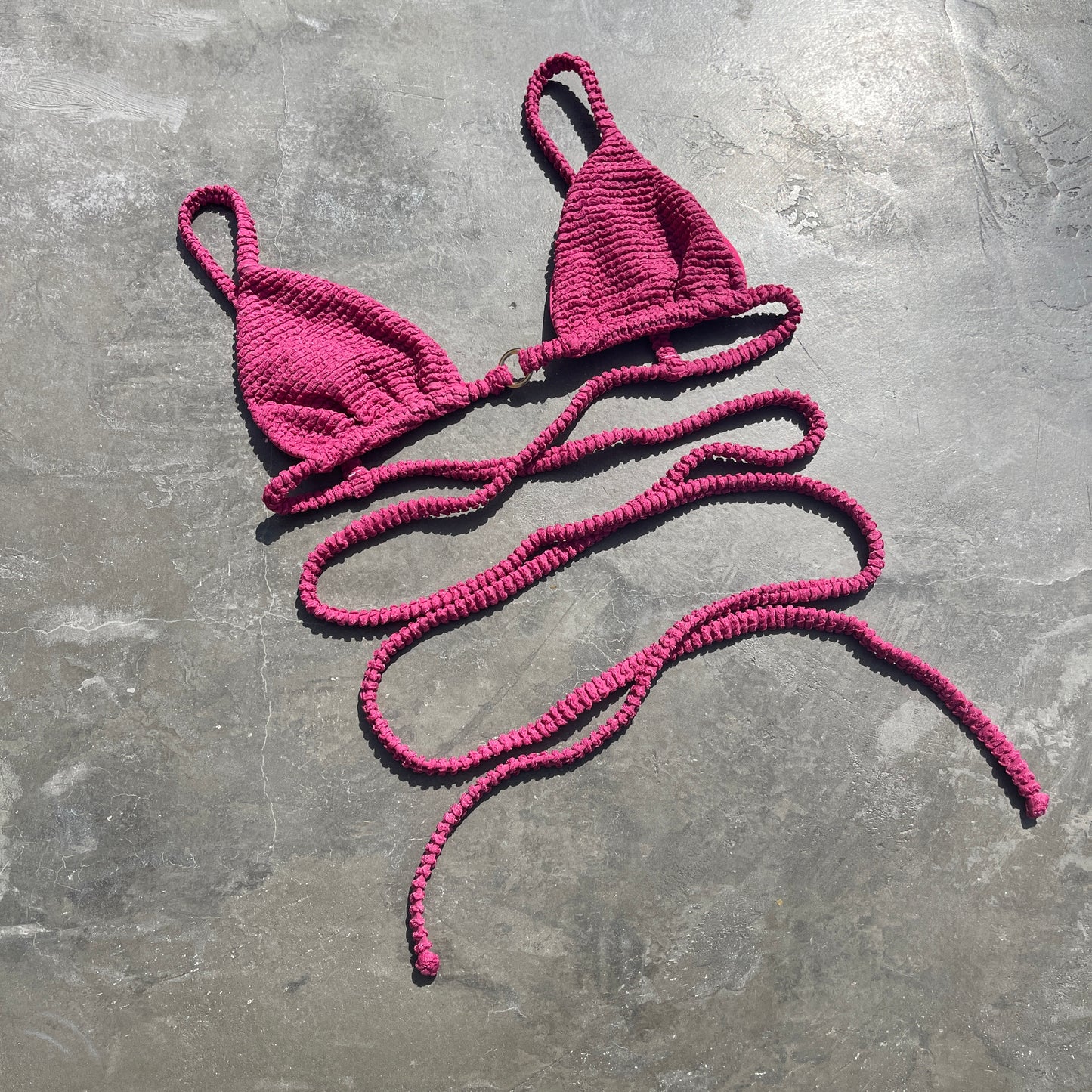 Lychee Martini Textured Triangle Bikini Top