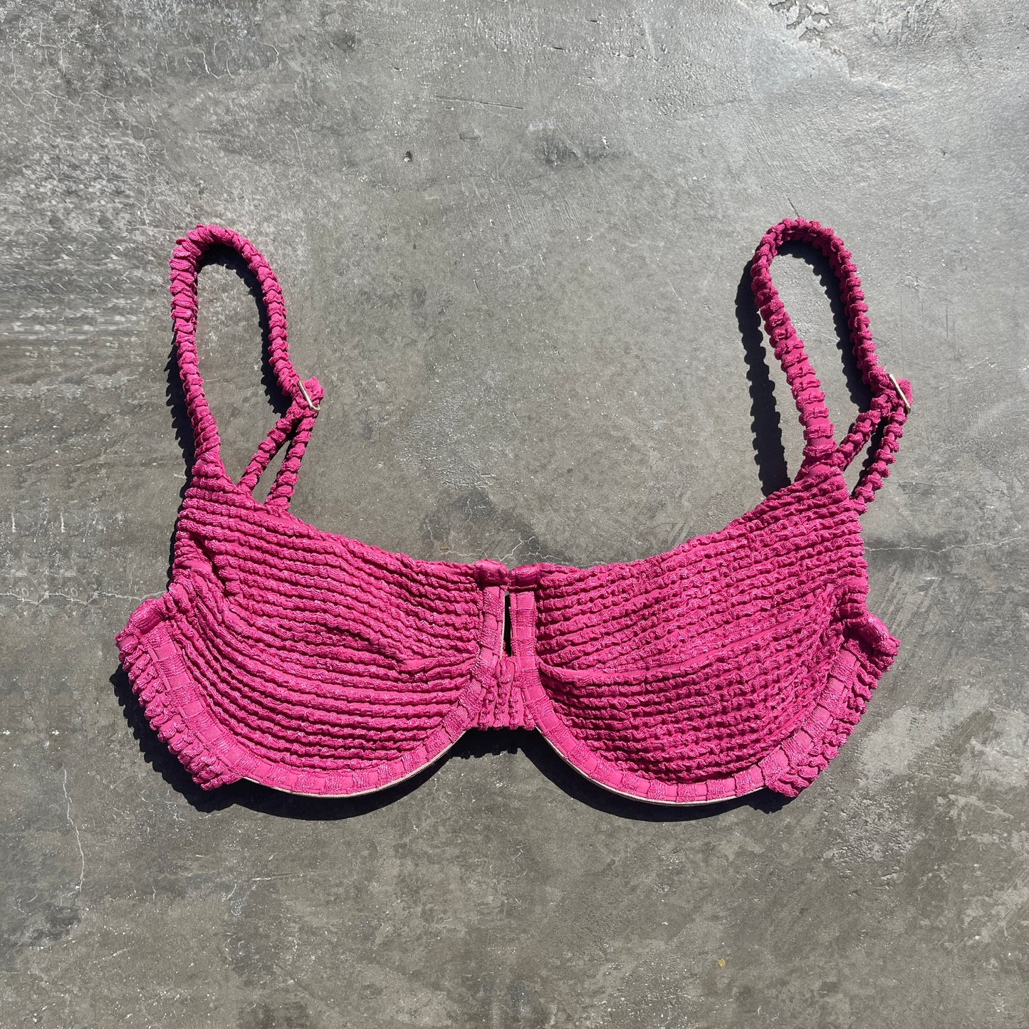Lychee Martini Textured Panneled Bikini Top