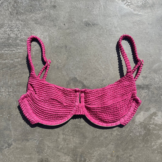 Lychee Martini Textured Panneled Bikini Top