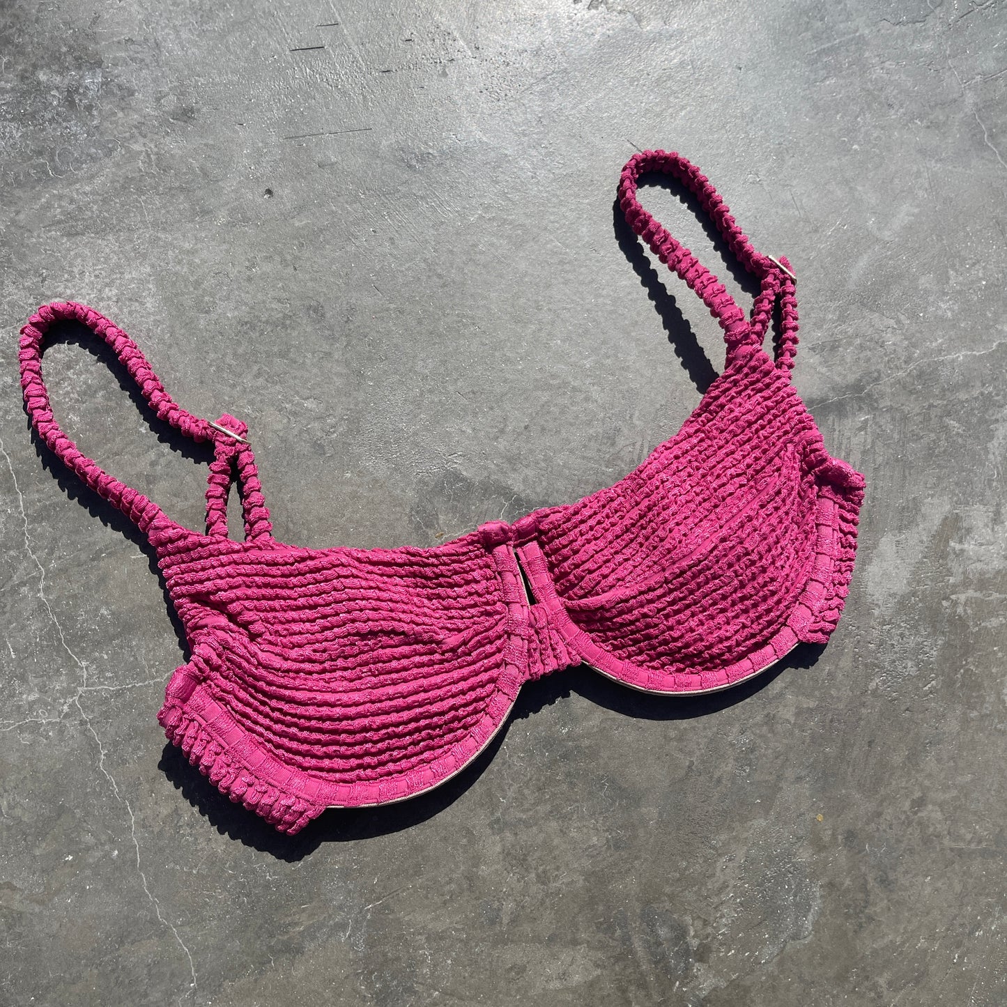 Lychee Martini Textured Panneled Bikini Top