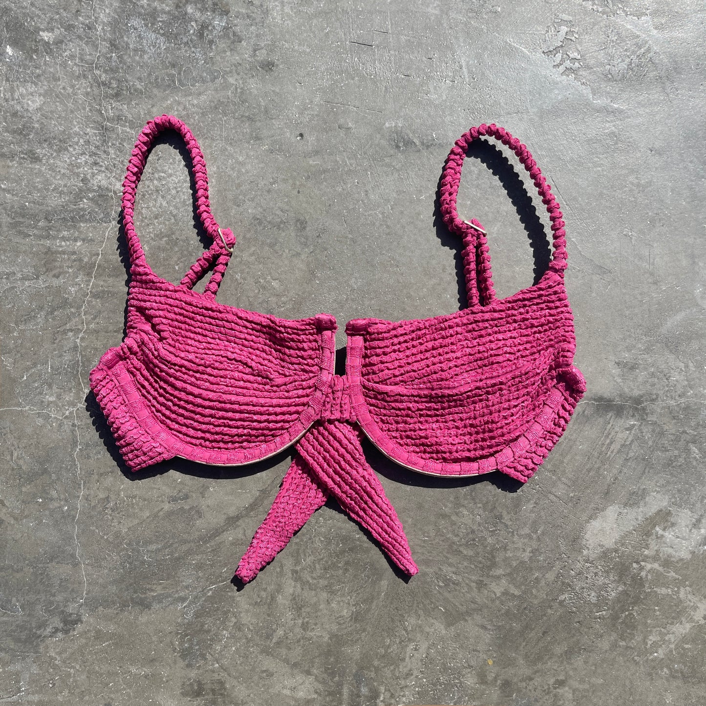 Lychee Martini Textured Panneled Bikini Top