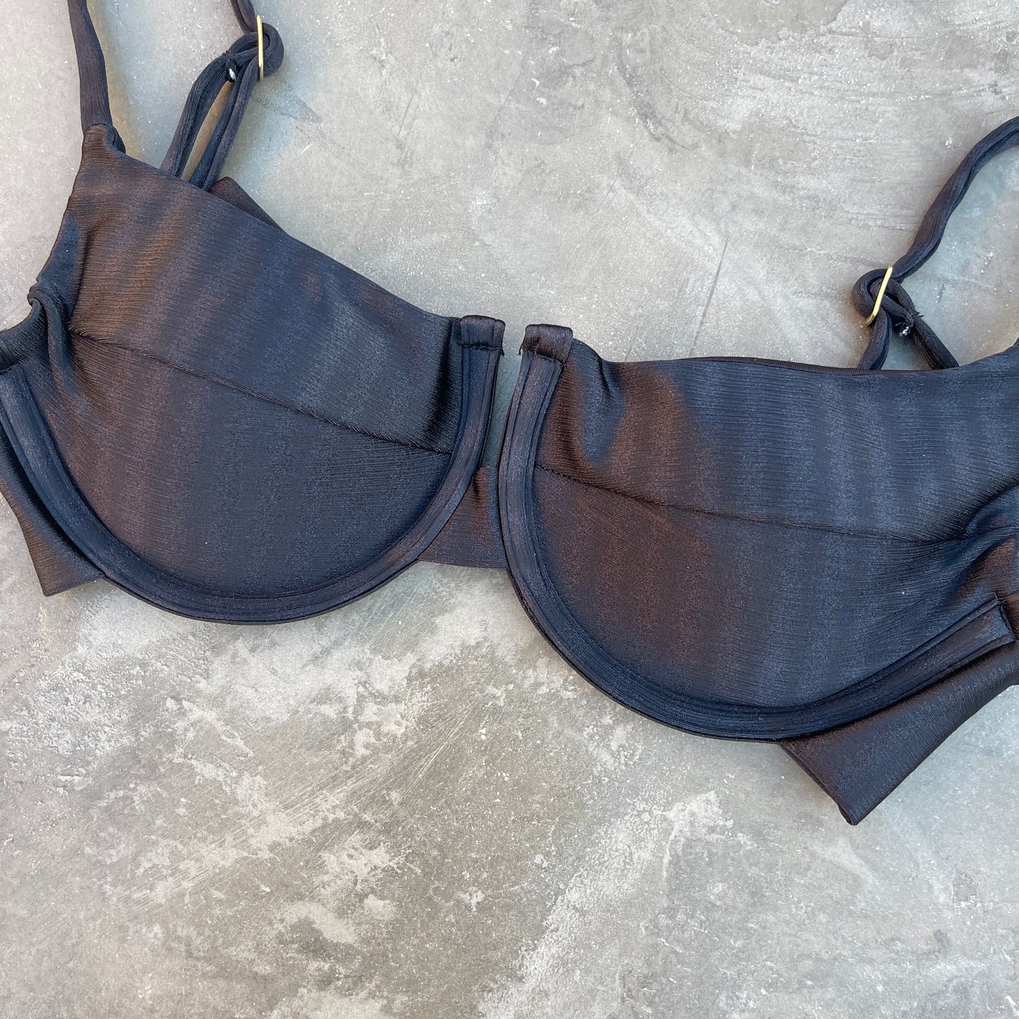 Black Striped Panneled Bikini Top