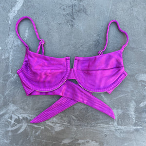 Purple Orchid Ribbed Panneled Bikini Top