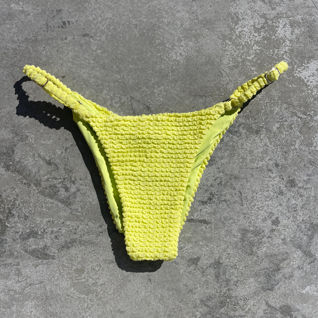 Electric Lemon Yellow Textured Tanga Bikini Bottom