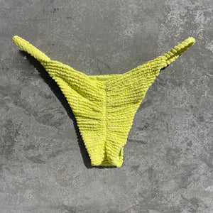 Electric Lemon Yellow Textured Tanga Bikini Bottom