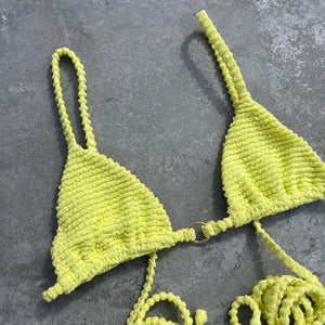 Electric Lemon Yellow Textured Triangle Bikini Top