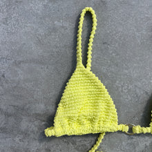 Load image into Gallery viewer, Electric Lemon Yellow Textured Triangle Bikini Top
