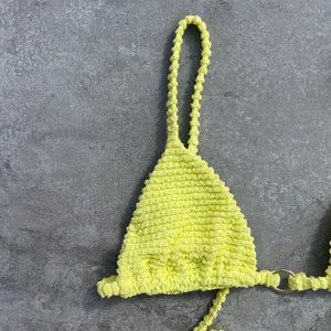 Electric Lemon Yellow Textured Triangle Bikini Top