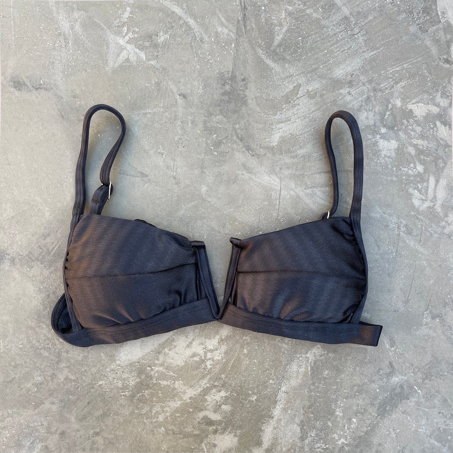 Black Striped Squared V Bikini Top