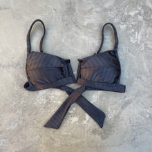 Load image into Gallery viewer, Black Striped Squared V Bikini Top
