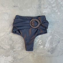 Load image into Gallery viewer, Black Striped High Waisted Bikini Bottom
