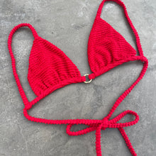 Load image into Gallery viewer, Mexican Chili Red Textured Triangle Bikini Top
