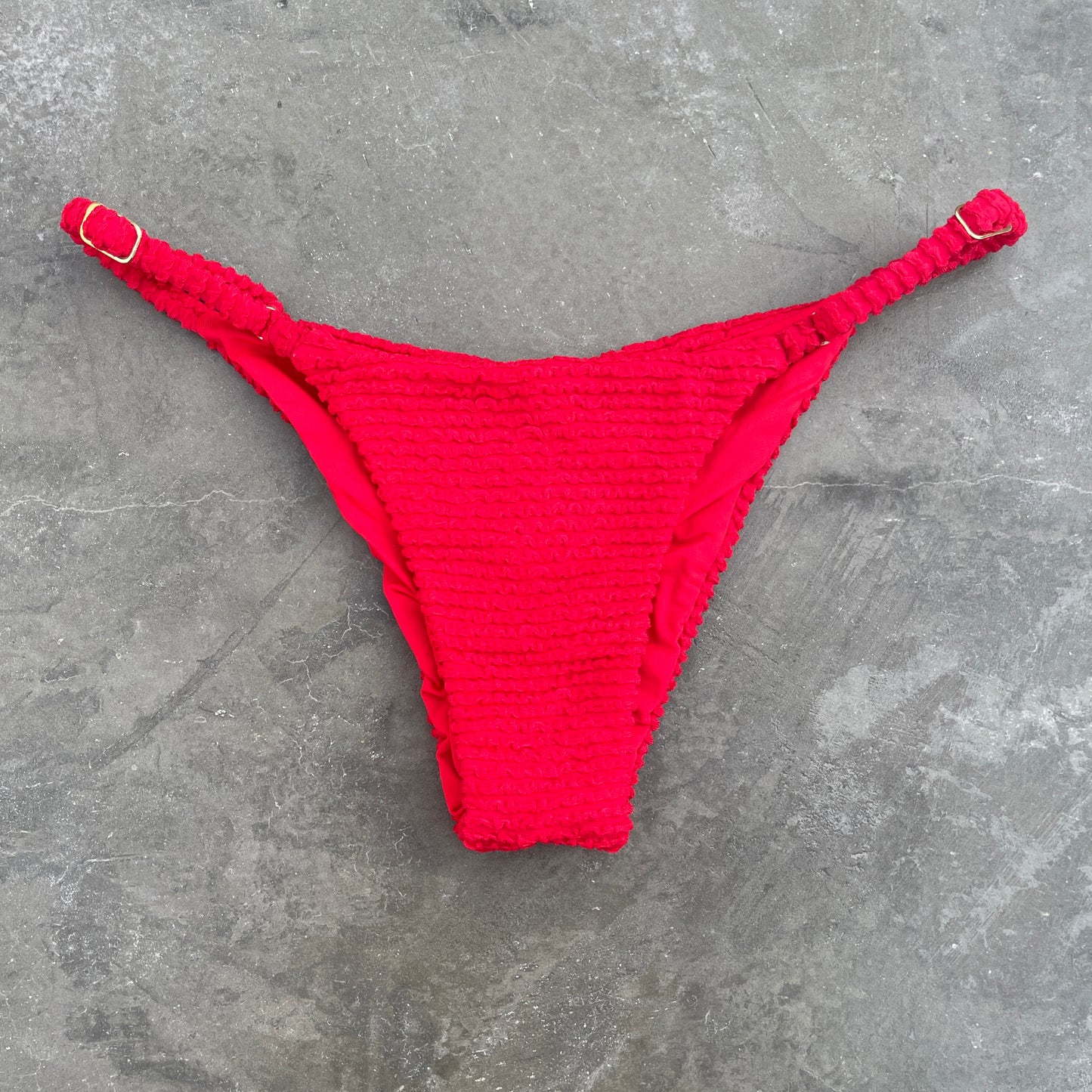 Mexican Chili Red Textured Tanga Bikini Bottom