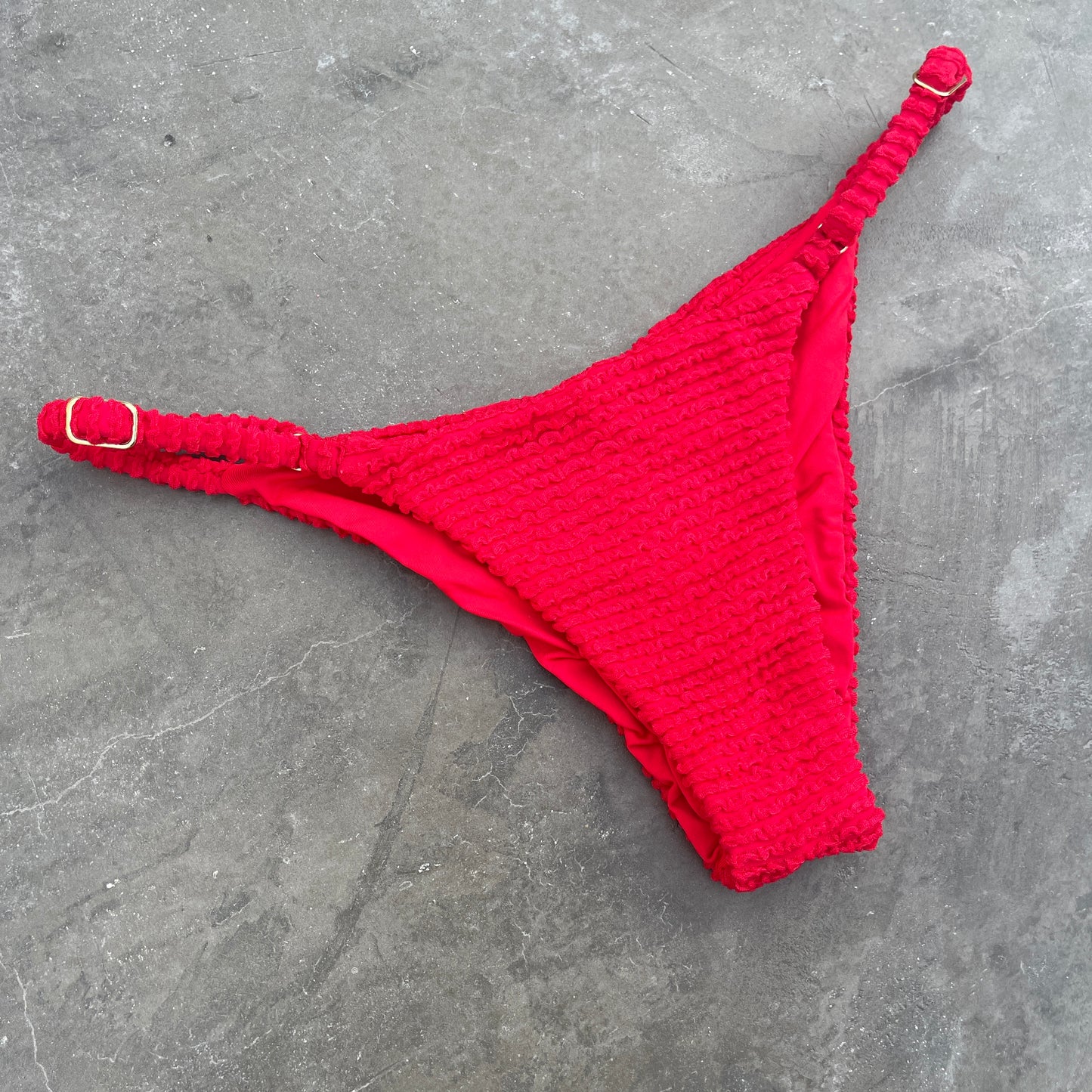 Mexican Chili Red Textured Tanga Bikini Bottom