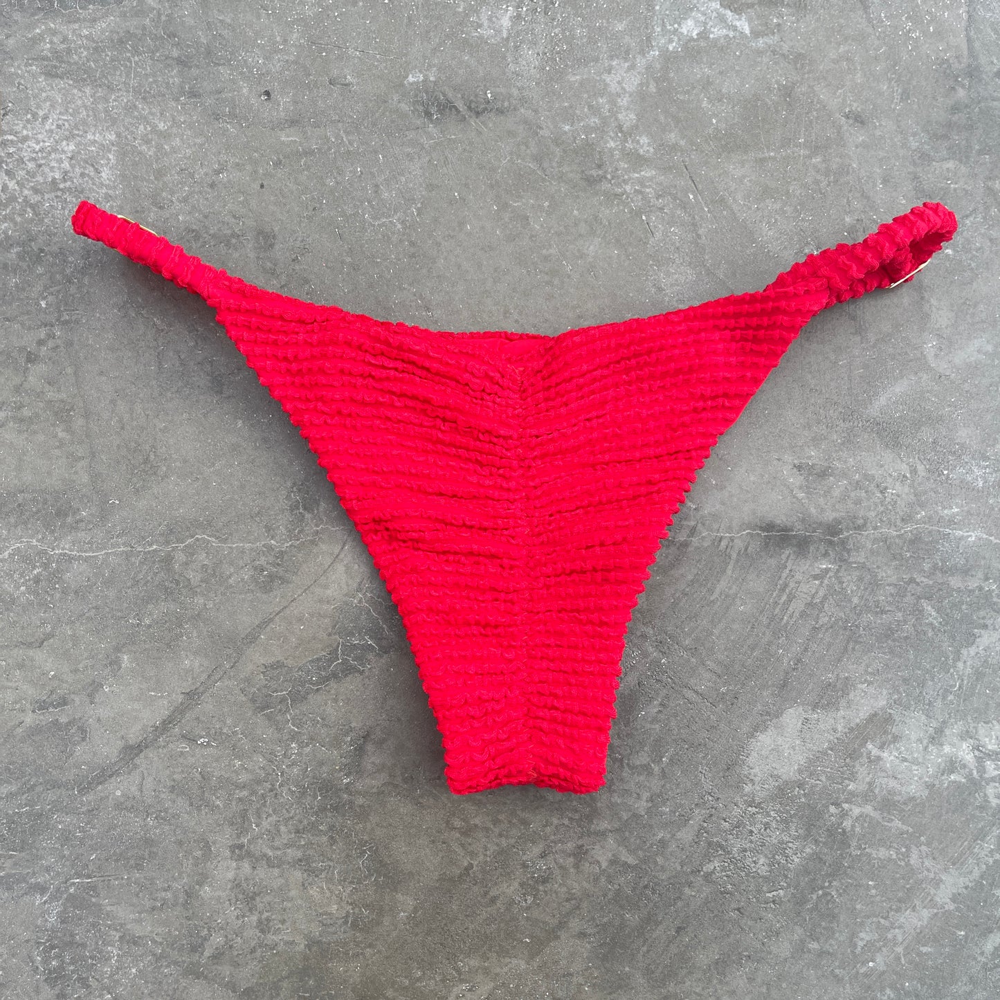 Mexican Chili Red Textured Tanga Bikini Bottom