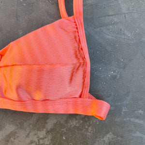 Coral Striped Squared V Bikini Top