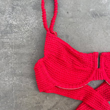 Load image into Gallery viewer, Mexican Chili Red Textured Panneled Bikini Top
