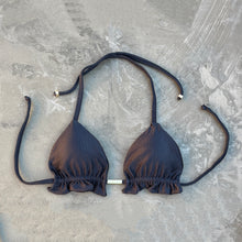 Load image into Gallery viewer, Ribbed Black Triangle Bikini Top
