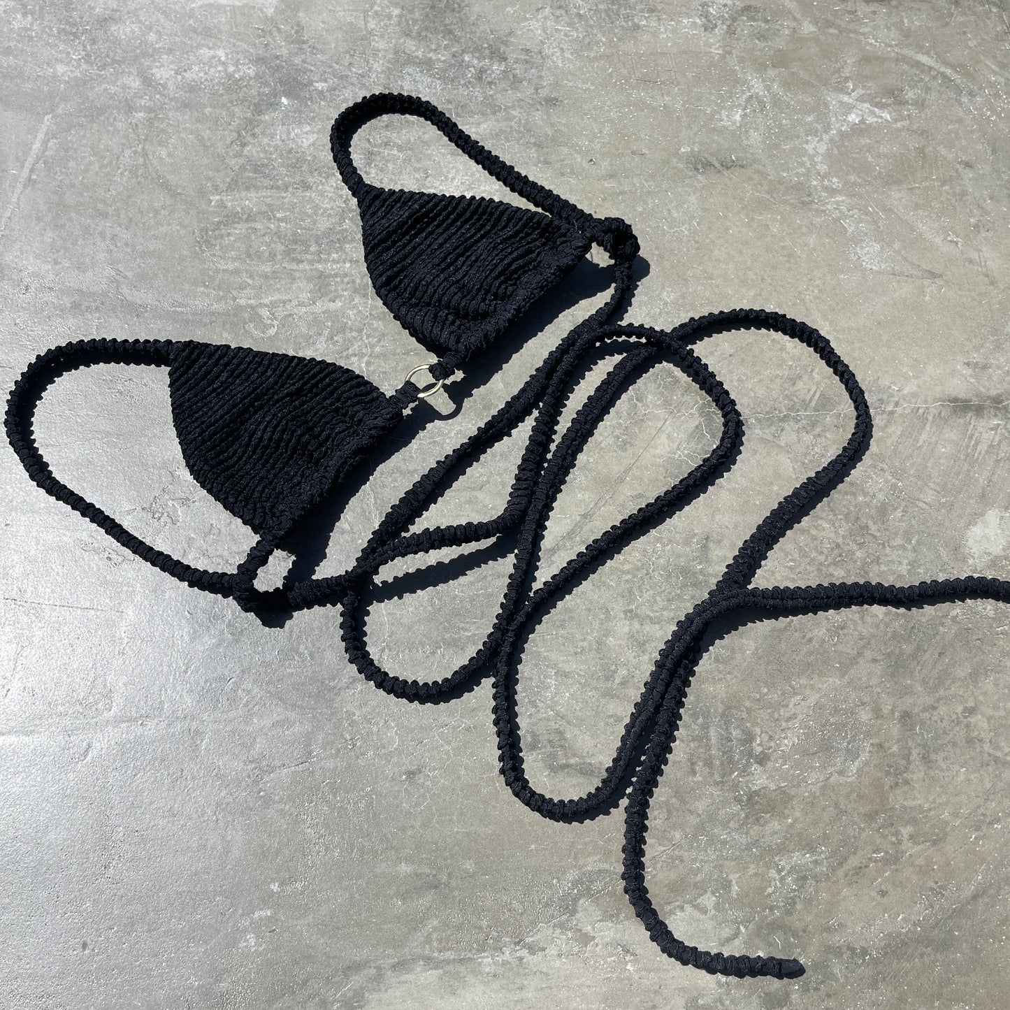 Onyx Black Textured Triangle Bikini Top