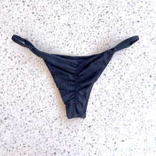 Load image into Gallery viewer, Ribbed Black Tanga Bikini Bottom
