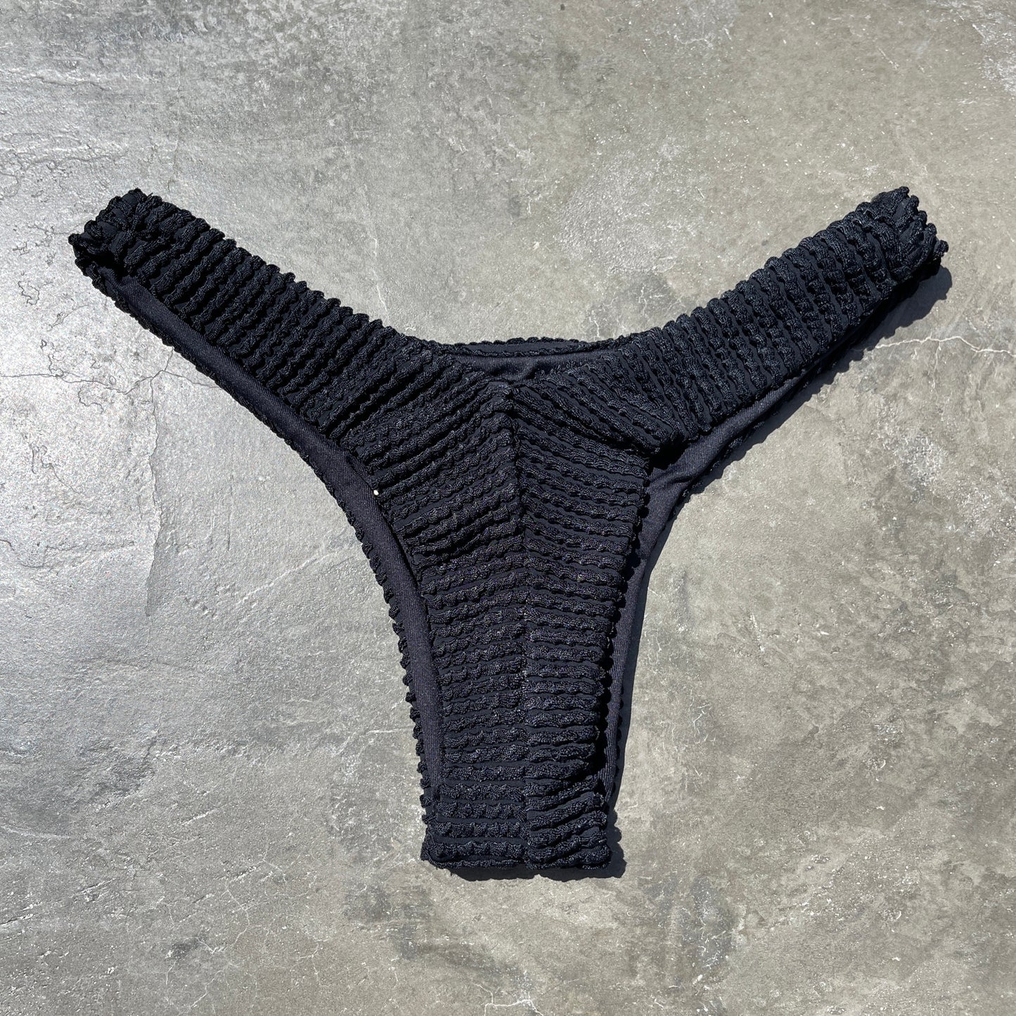 Onyx Black Textured Bia Bikini Bottom