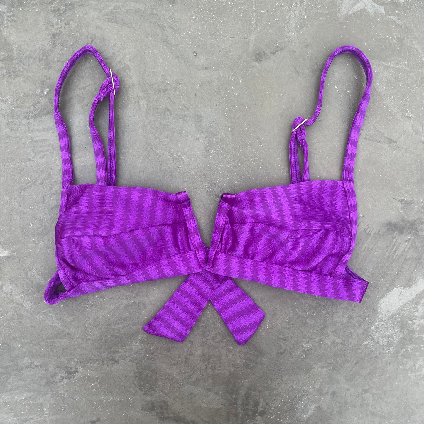 Purple Striped Squared V Bikini Top