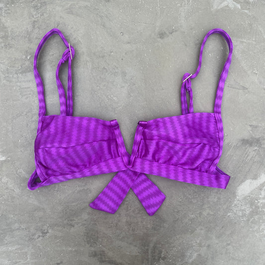 Purple Striped Squared V Bikini Top
