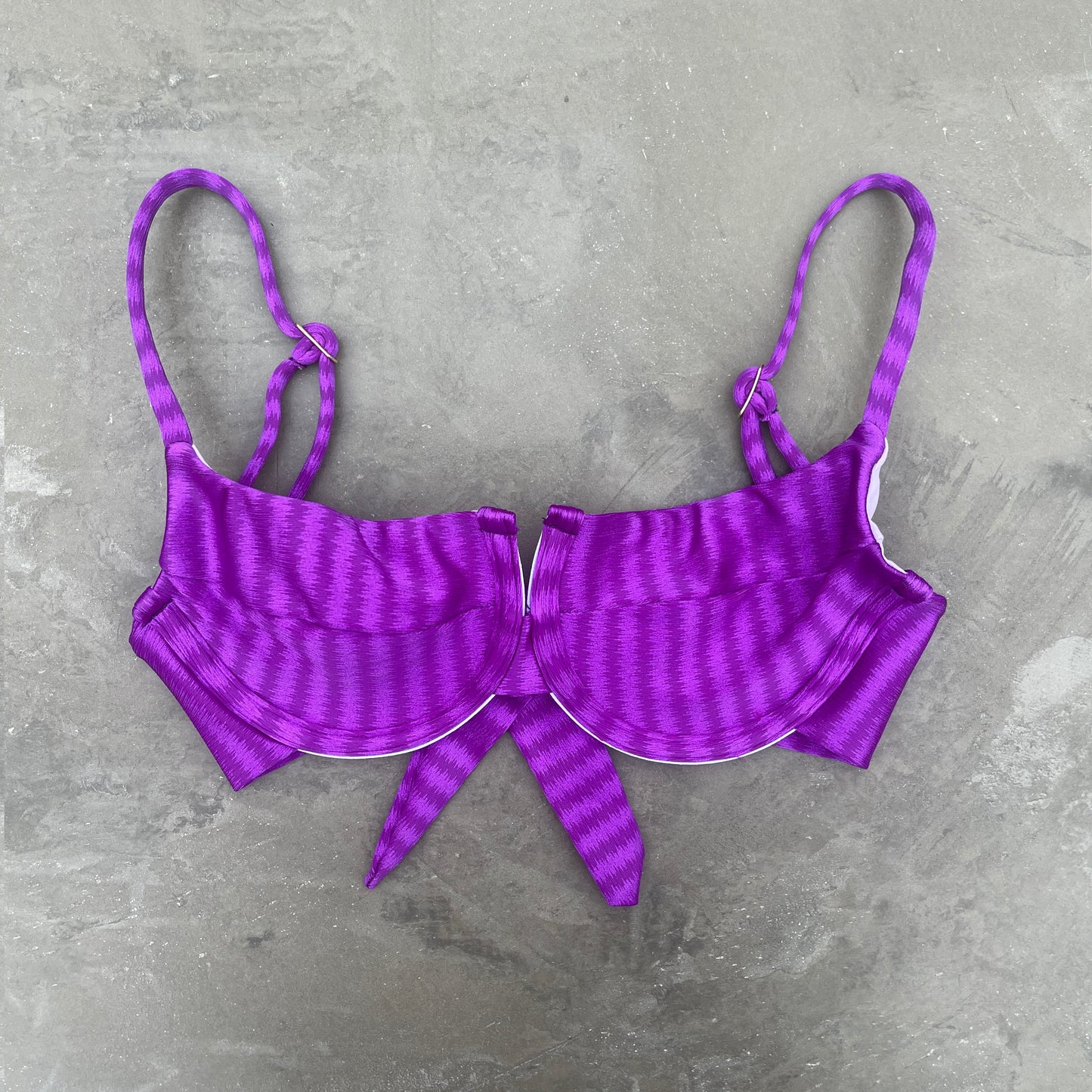 Purple Striped Panneled Bikini Top