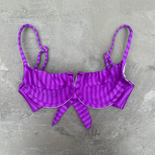 Load image into Gallery viewer, Purple Striped Panneled Bikini Top
