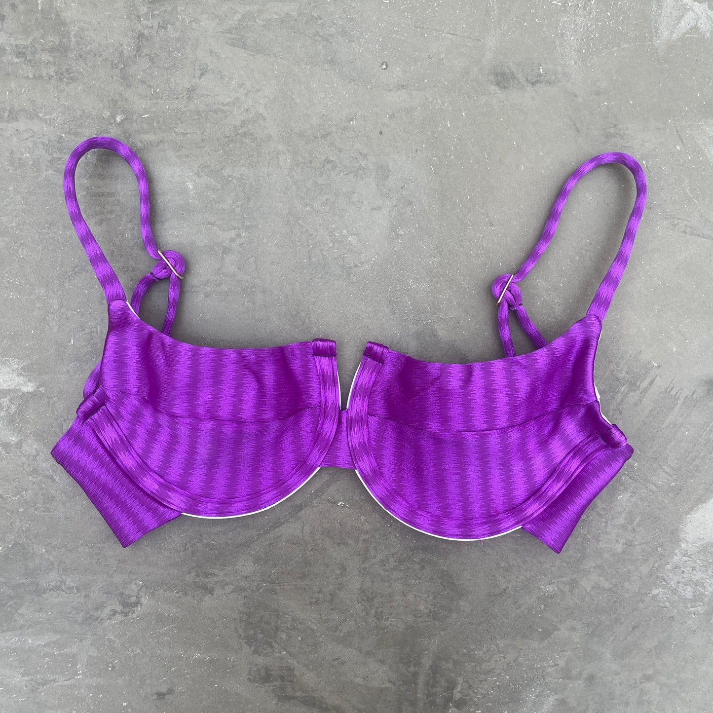Purple Striped Panneled Bikini Top