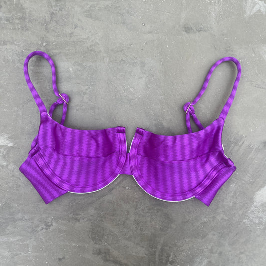 Purple Striped Panneled Bikini Top