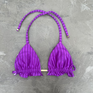 Purple Striped Triangle Bikini Top