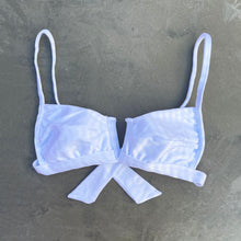 Load image into Gallery viewer, White Striped Squared V Bikini Top
