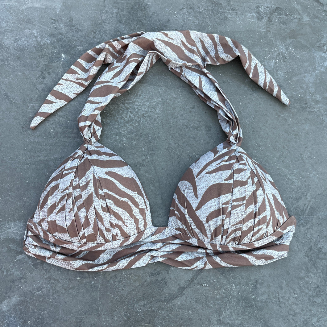Mocha Zebra Coconut Bikini Top