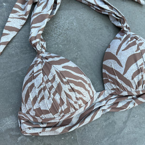 Mocha Zebra Coconut Bikini Top