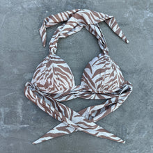 Load image into Gallery viewer, Mocha Zebra Coconut Bikini Top
