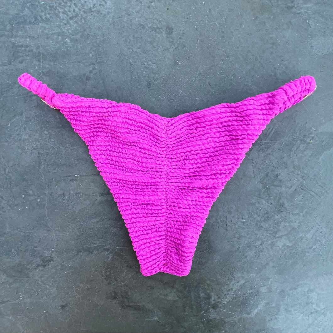 Wild Pink Textured Tanga Bikini Bottom