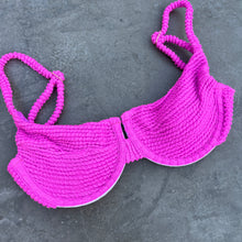 Load image into Gallery viewer, Wild Pink Textured Panneled Bikini Top
