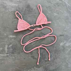 Pink Sunset Textured Triangle Bikini Top