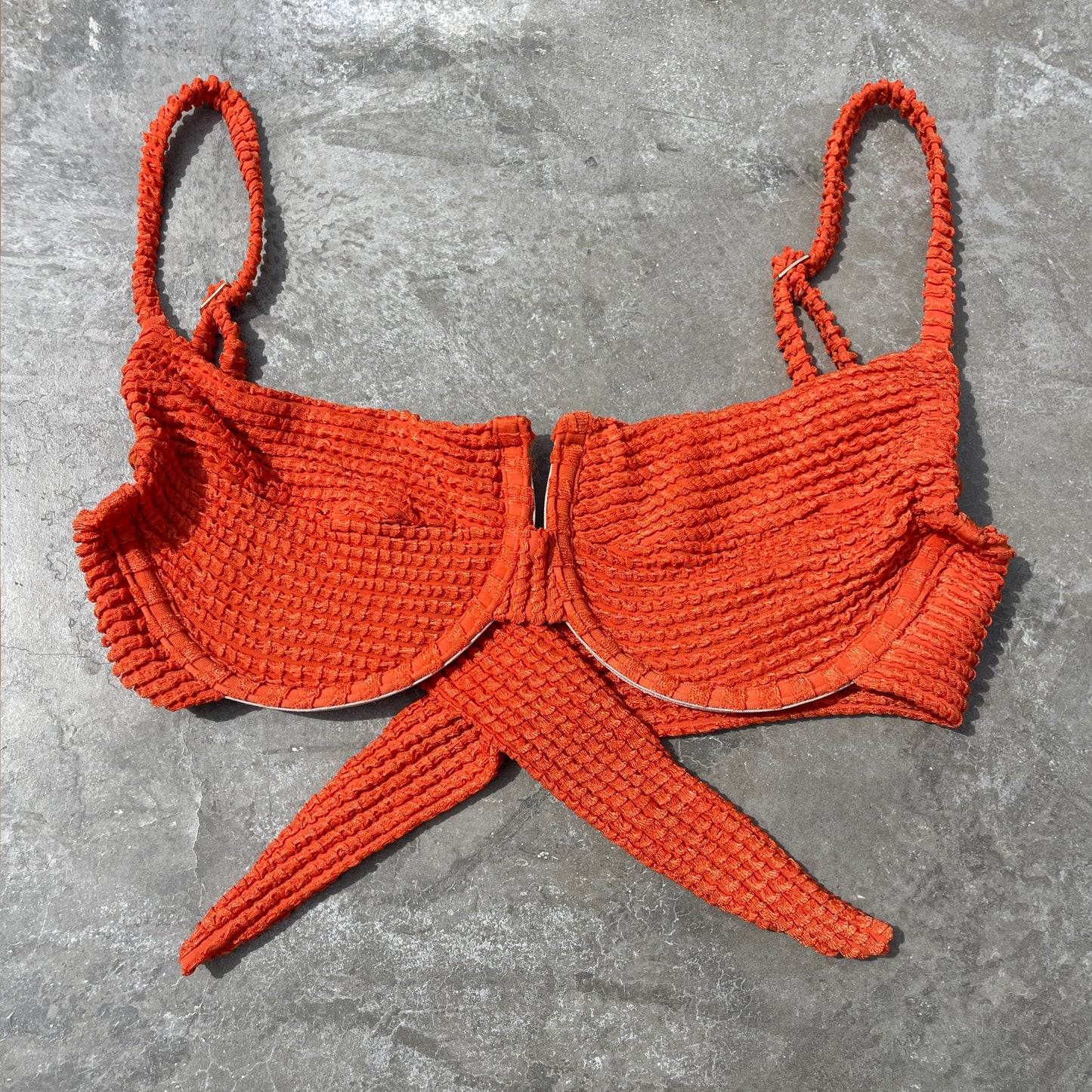 Paprika Orange Textured Panneled Bikini Top