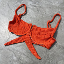 Load image into Gallery viewer, Paprika Orange Textured Panneled Bikini Top
