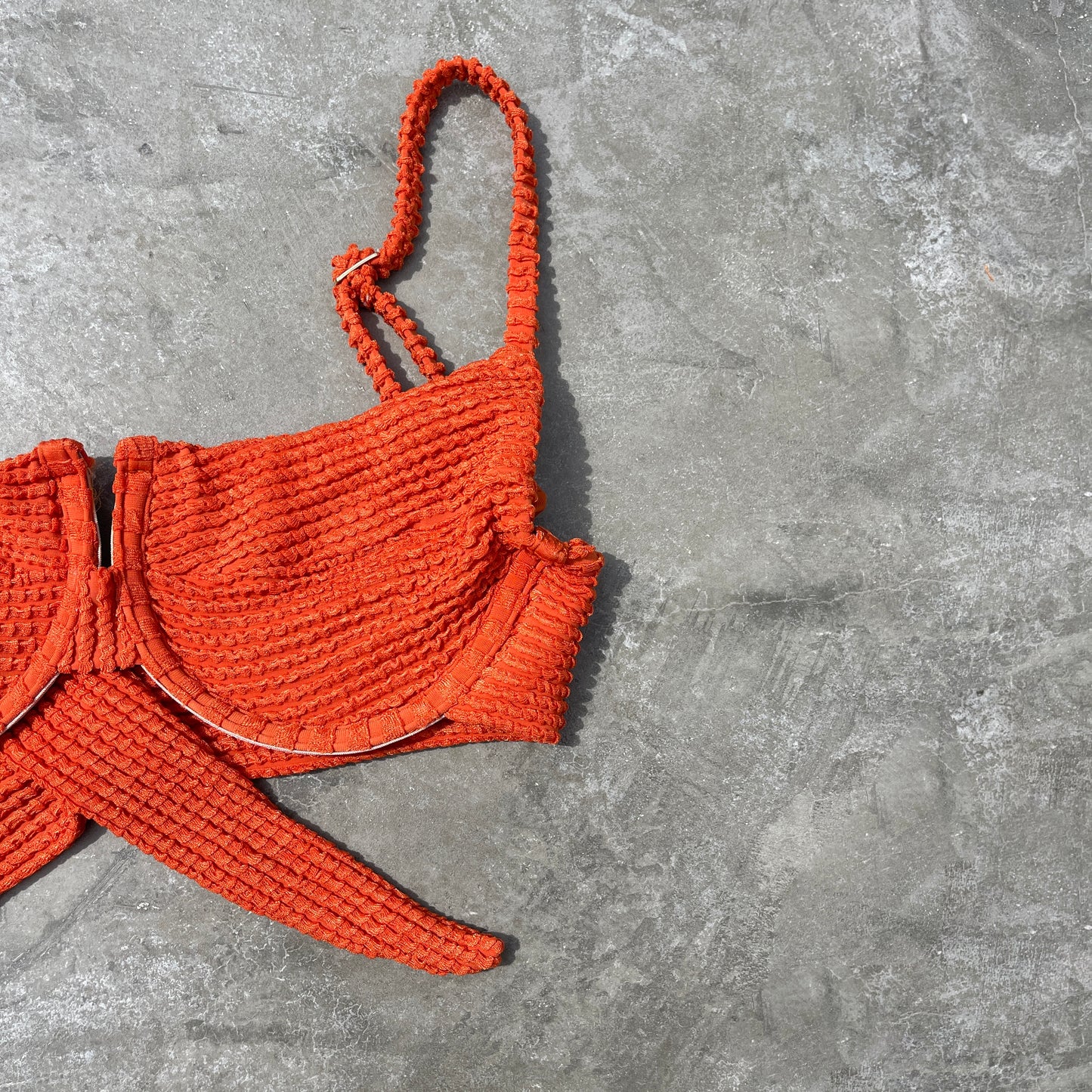 Paprika Orange Textured Panneled Bikini Top