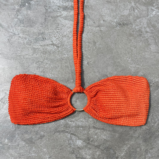 Paprika Orange Textured Strapless Bikini Top